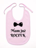 mam już roczek z muszką śliniak niemowlęcy kolor różowy 157