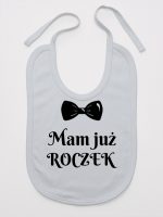 mam już roczek z muszką śliniak niemowlęcy kolor szary 157