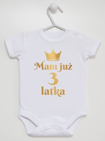 mam już trzy latka nadruk złoty body z krótkim rękawem kolor biały 212