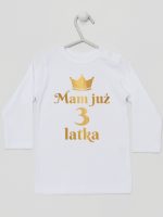 mam już trzy latka nadruk złoty koszulka z długim rękawem kolor biały 212