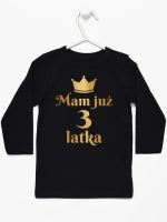 mam już trzy latka nadruk złoty koszulka z długim rękawem kolor czarny 212