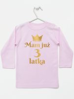 mam już trzy latka nadruk złoty koszulka z długim rękawem kolor różowy 212