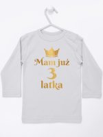 mam już trzy latka nadruk złoty koszulka z długim rękawem kolor szary 212