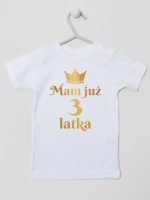 mam już trzy latka nadruk złoty koszulka z krótkim rękawem kolor biały 212