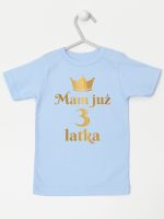 mam już trzy latka nadruk złoty koszulka z krótkim rękawem kolor błękitny 212