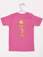 mam już trzy latka nadruk złoty koszulka z krótkim rękawem kolor ciemny różowy 212