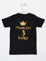 mam już trzy latka nadruk złoty koszulka z krótkim rękawem kolor czarny 212