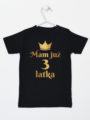 mam już trzy latka nadruk złoty koszulka z krótkim rękawem kolor czarny 212