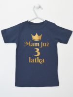 mam już trzy latka nadruk złoty koszulka z krótkim rękawem kolor granatowy 212