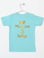 mam już trzy latka nadruk złoty koszulka z krótkim rękawem kolor miętowy 212