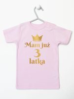 mam już trzy latka nadruk złoty koszulka z krótkim rękawem kolor różowy 212