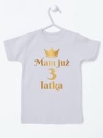 mam już trzy latka nadruk złoty koszulka z krótkim rękawem kolor szary 212