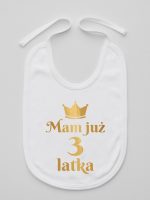 mam już trzy latka nadruk złoty śliniak niemowlęcy kolor biały 212