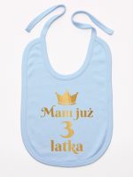 mam już trzy latka nadruk złoty śliniak niemowlęcy kolor błękitny 212