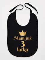 mam już trzy latka nadruk złoty śliniak niemowlęcy kolor czarny 212