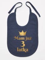 mam już trzy latka nadruk złoty śliniak niemowlęcy kolor granatowy 212