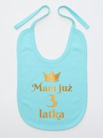 mam już trzy latka nadruk złoty śliniak niemowlęcy kolor miętowy 212