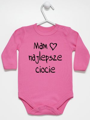 mam najlepsze ciocie body z długim rękawem kolor ciemny różowy 130