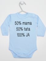 mama plus tata sto procent ja body z długim rękawem kolor błękitny 125