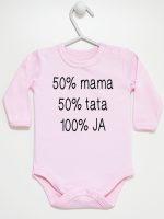 mama plus tata sto procent ja body z długim rękawem kolor różowy 125