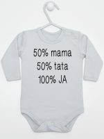 mama plus tata sto procent ja body z długim rękawem kolor szary 125