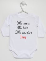 mama plus tata sto procent szczęście z imieniem body z długim rękawem kolor biały 121