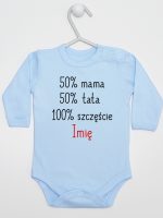 mama plus tata sto procent szczęście z imieniem body z długim rękawem kolor błękitny 121
