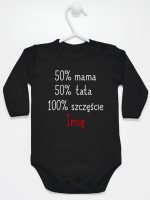 mama plus tata sto procent szczęście z imieniem body z długim rękawem kolor czarny 121