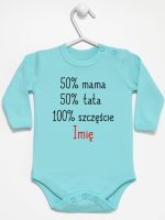 mama plus tata sto procent szczęście z imieniem body z długim rękawem kolor miętowy 121