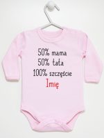 mama plus tata sto procent szczęście z imieniem body z długim rękawem kolor różowy 121