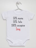 mama plus tata sto procent szczęście z imieniem body z krótkim rękawem kolor biały 121