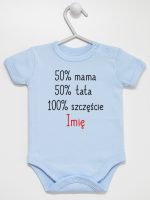 mama plus tata sto procent szczęście z imieniem body z krótkim rękawem kolor błękitny 121