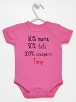 mama plus tata sto procent szczęście z imieniem body z krótkim rękawem kolor ciemny rózowy 121
