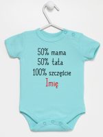 mama plus tata sto procent szczęście z imieniem body z krótkim rękawem kolor miętowy 121