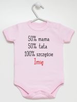mama plus tata sto procent szczęście z imieniem body z krótkim rękawem kolor różowy 121