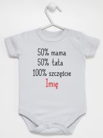 mama plus tata sto procent szczęście z imieniem body z krótkim rękawem kolor szary 121