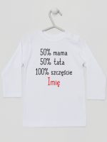 mama plus tata sto procent szczęście z imieniem koszulka z długim rękawem kolor biały 121