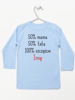 mama plus tata sto procent szczęście z imieniem koszulka z długim rękawem kolor błękitny 121