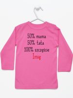 mama plus tata sto procent szczęście z imieniem koszulka z długim rękawem kolor ciemny różowy 121