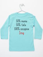 mama plus tata sto procent szczęście z imieniem koszulka z długim rękawem kolor miętowy 121