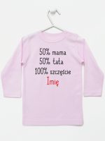 mama plus tata sto procent szczęście z imieniem koszulka z długim rękawem kolor różowy 121