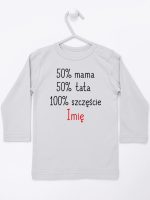 mama plus tata sto procent szczęście z imieniem koszulka z długim rękawem kolor szary 121
