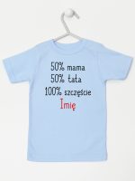 mama plus tata sto procent szczęście z imieniem koszulka z krótkim rękawem kolor błękitny 121