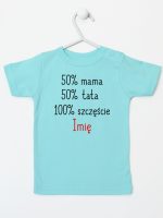 mama plus tata sto procent szczęście z imieniem koszulka z krótkim rękawem kolor miętowy 121