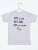 mama plus tata sto procent szczęście z imieniem koszulka z krótkim rękawem kolor szary 121