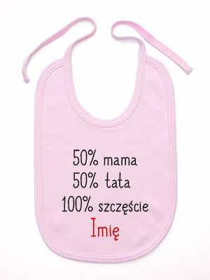 mama plus tata sto procent szczęście z imieniem śliniak niemowlęcy kolor różowy 121