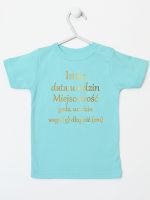 metryczka dziecka nadruk złoty koszulka z krótkim rękawem kolor miętowy 105