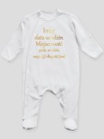 metryczka dziecka nadruk złoty pajacyk śpioszek ze stópkami 105