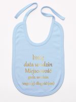 metryczka dziecka nadruk złoty śliniak niemowlęcy kolor błękitny 105