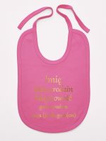 metryczka dziecka nadruk złoty śliniak niemowlęcy kolor ciemny różowy 105